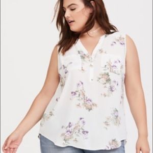 White floral babydoll blouse
